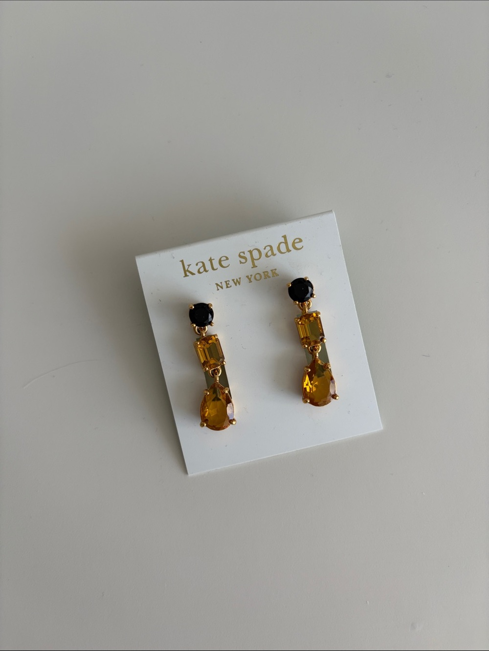 kate spade Black and Amber Drop Crystal Earrings
